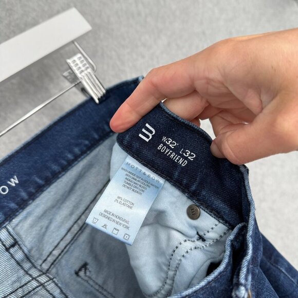 Mott Bow Womens Boyfriend Straight Leg Jeans Size 32 Medium Blue Denim Stretch - Picture 5 of 11